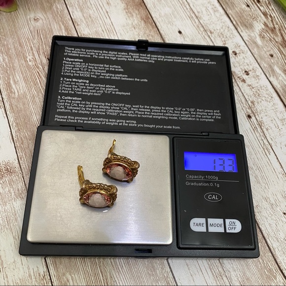 Vintage Morganite Glass 925 Clip On Earrings - Picture 5 of 16